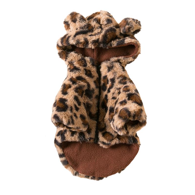 

Thickened Leopard Print Hoodie for Small Pets Teddy Pomeranian Dogs Cats Winter Warm Jacket Autumn Pet Accessories (Coffee,S (0.5-1.5kg)) кавовий