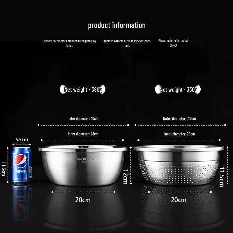 MECCOOK 304 Edelstahl Schüssel & Sieb Set