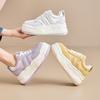 Vår och sommar nya damer casual enkelsskor tjock sula inre höjdökning casual rund tå vita skor barnskor mångsidiga