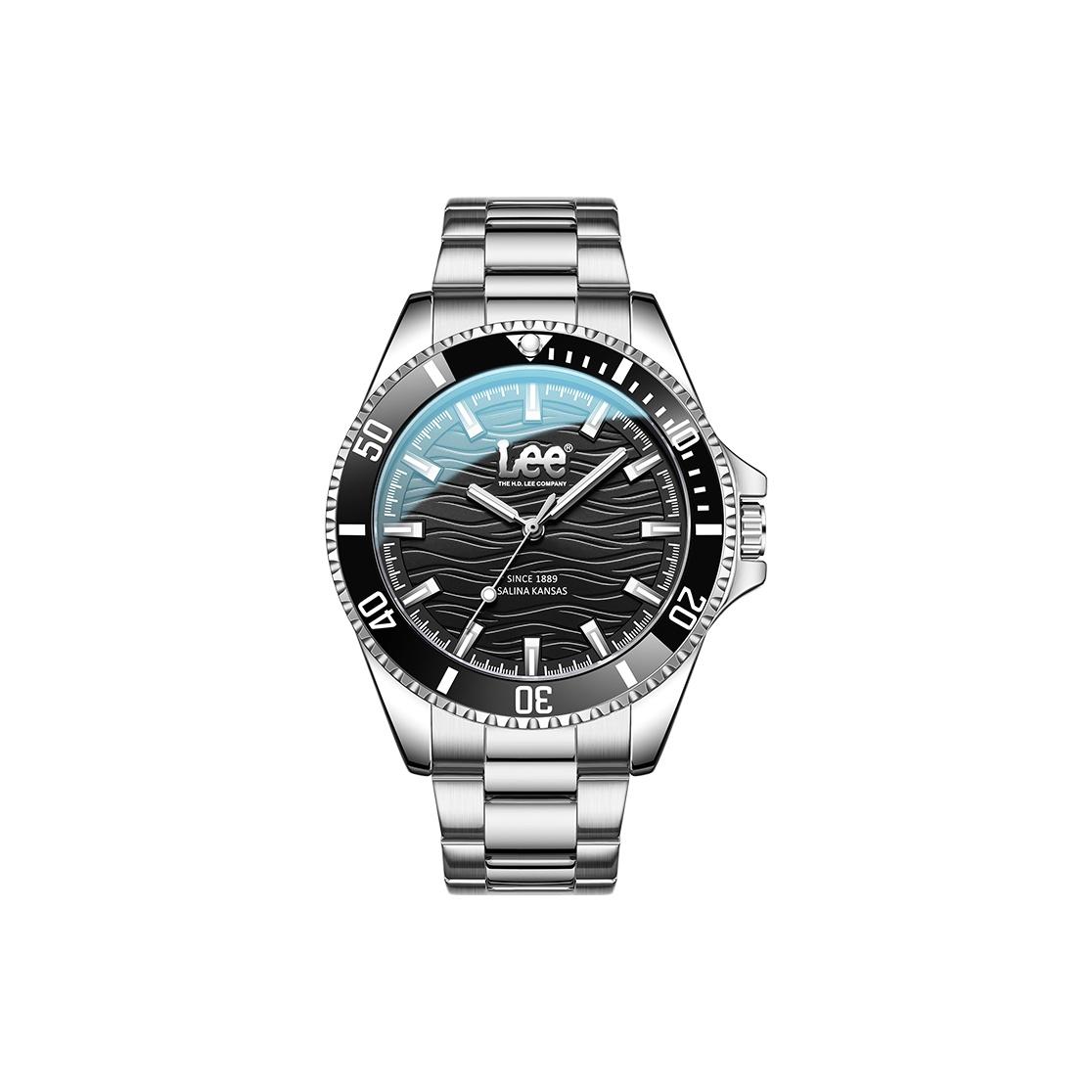 Lee Наручные часы Кварцевый механизм Черный циферблат Унисекс Подарочный набор M484-LEE [Silver]LEF-M484