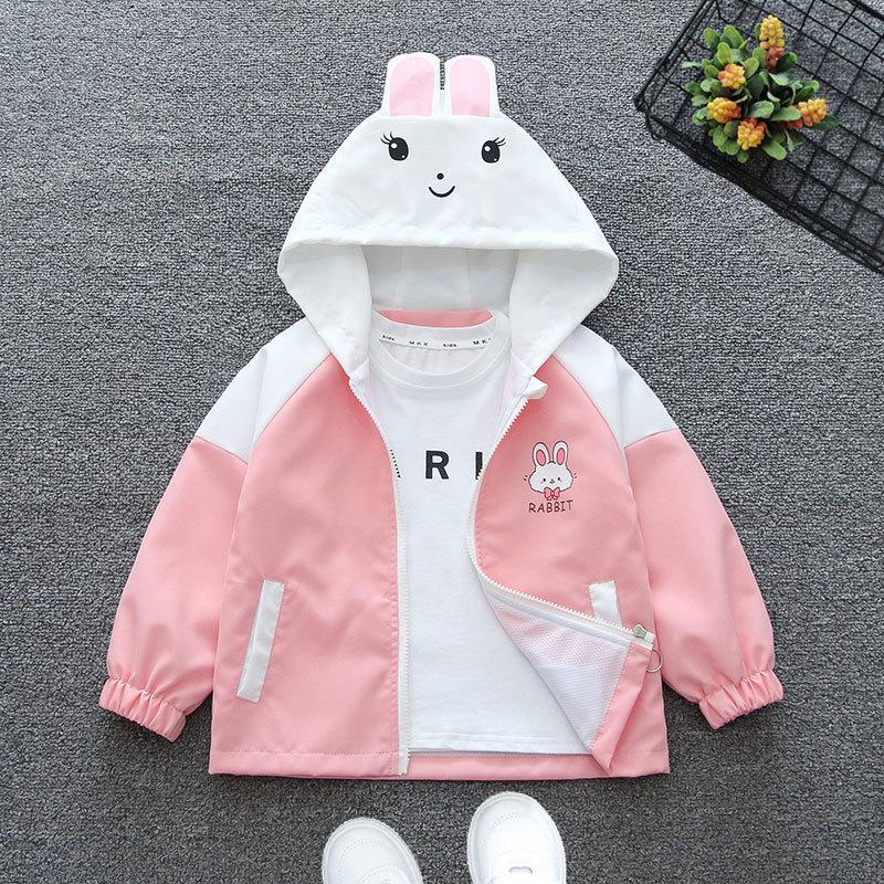 Adorable Rabbit - Patterned Casual Jackets with Ear - Shaped Hoods: Ideal for 3 - 10 - Year - Old Girls In Spring & Autumn