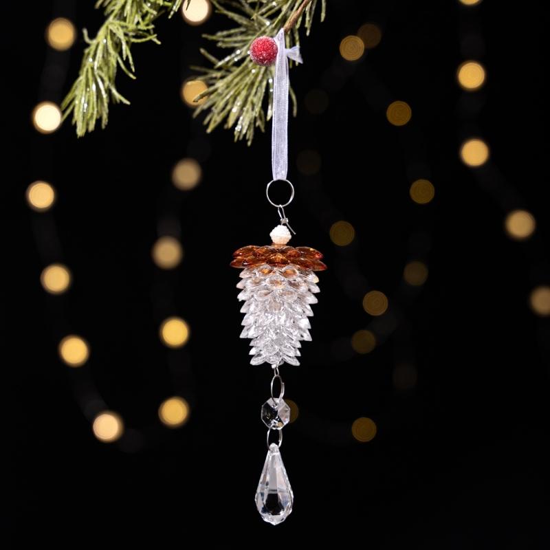 Realistic Acrylic Pinecone Christmas Tree Hanging Decoration Transparent Pine Cone Festival Home Ornament