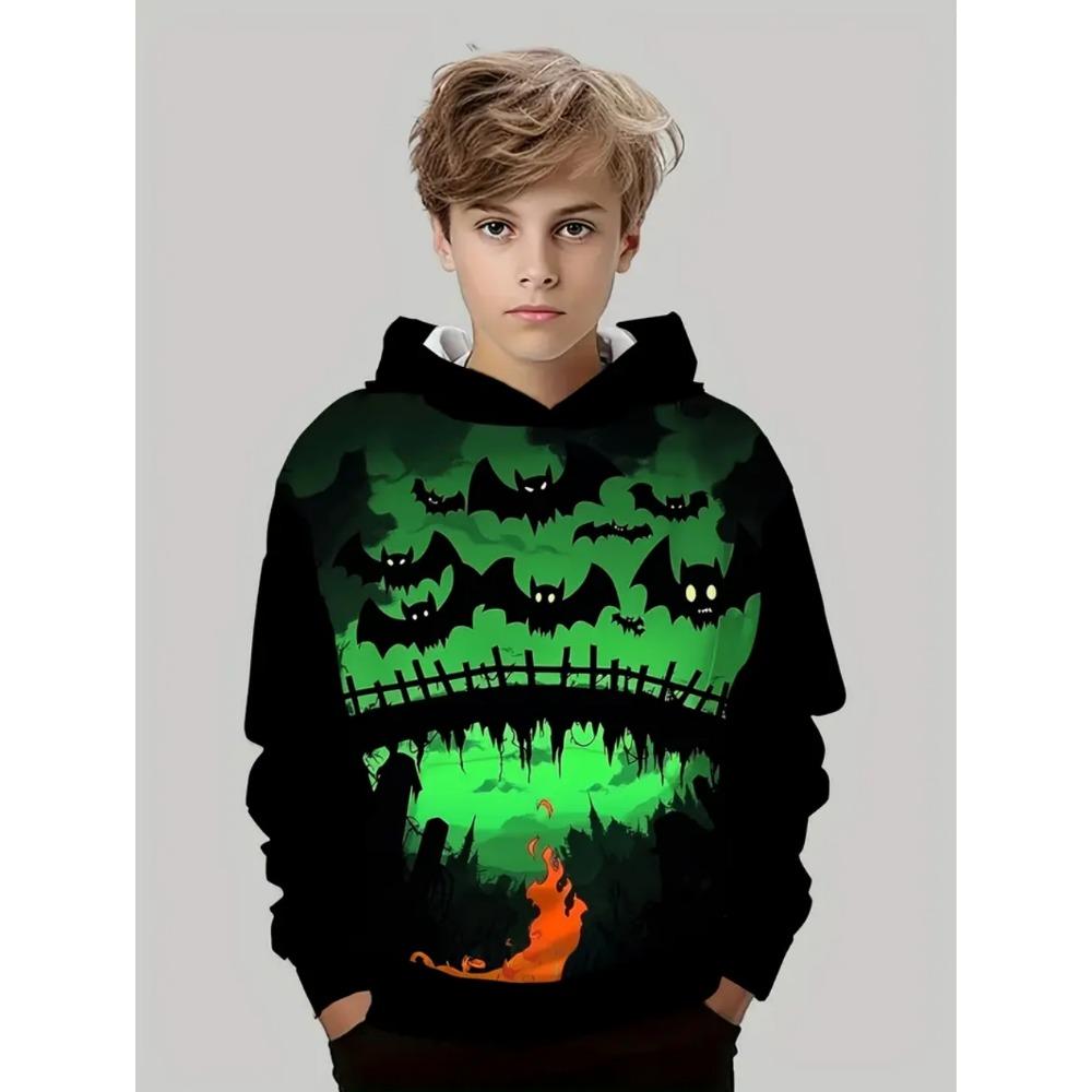 Kids Halloween Sweatshirt Boys Girls Pumpkin Head Elements 3D Print Hoodies Autumn Winter Fashion Pullover Children Clothes