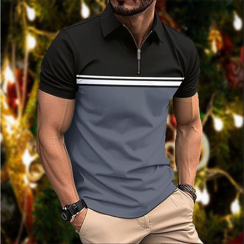 Collar Slim Fit Men s T-shirt Polo Shirt M серый