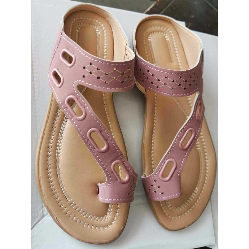 New toe slippers hollow splicing flat bottom casual 414243 large size sandals