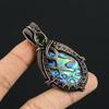 Abalone Shell 999 Copper Wire Wrapped Pendant, Handmade Gemstone Pendant Jewelry, Gifts For Wife Brand New Pendant