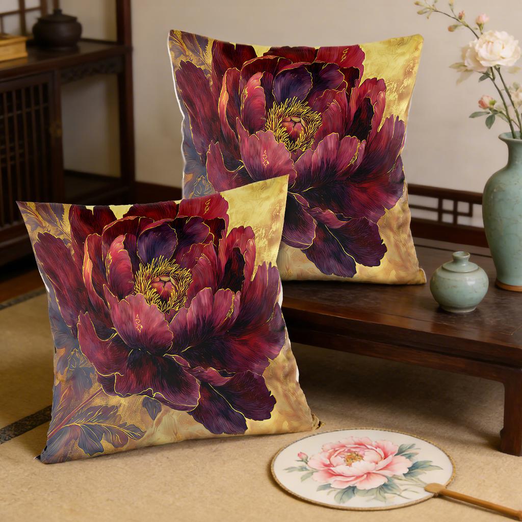 Red Peony Pillow Cases Sofa Cushion Covers Soft Pillow Covers For Home Bedroom Wedding Birthday Party Supplies
