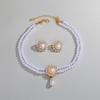 Special-Shaped Imitation Baroque Pearl Necklace Earrings Set Women'S Light Luxury Niche Simple Collarbone Chain Accessories Neck Chain