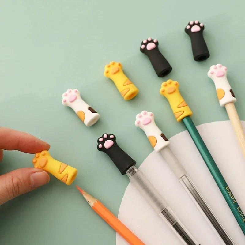 Cat Paw Pencil Cap Silicone Touch Pen Cover Kawaii Pencil Extender Korean Stationery Kids Gifts School Office Supplies