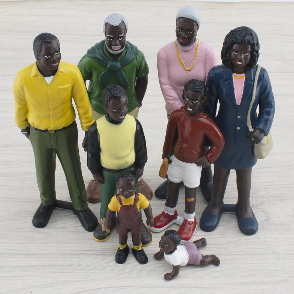 African American Family Model Pvc Collectible Figures For Gift And Display