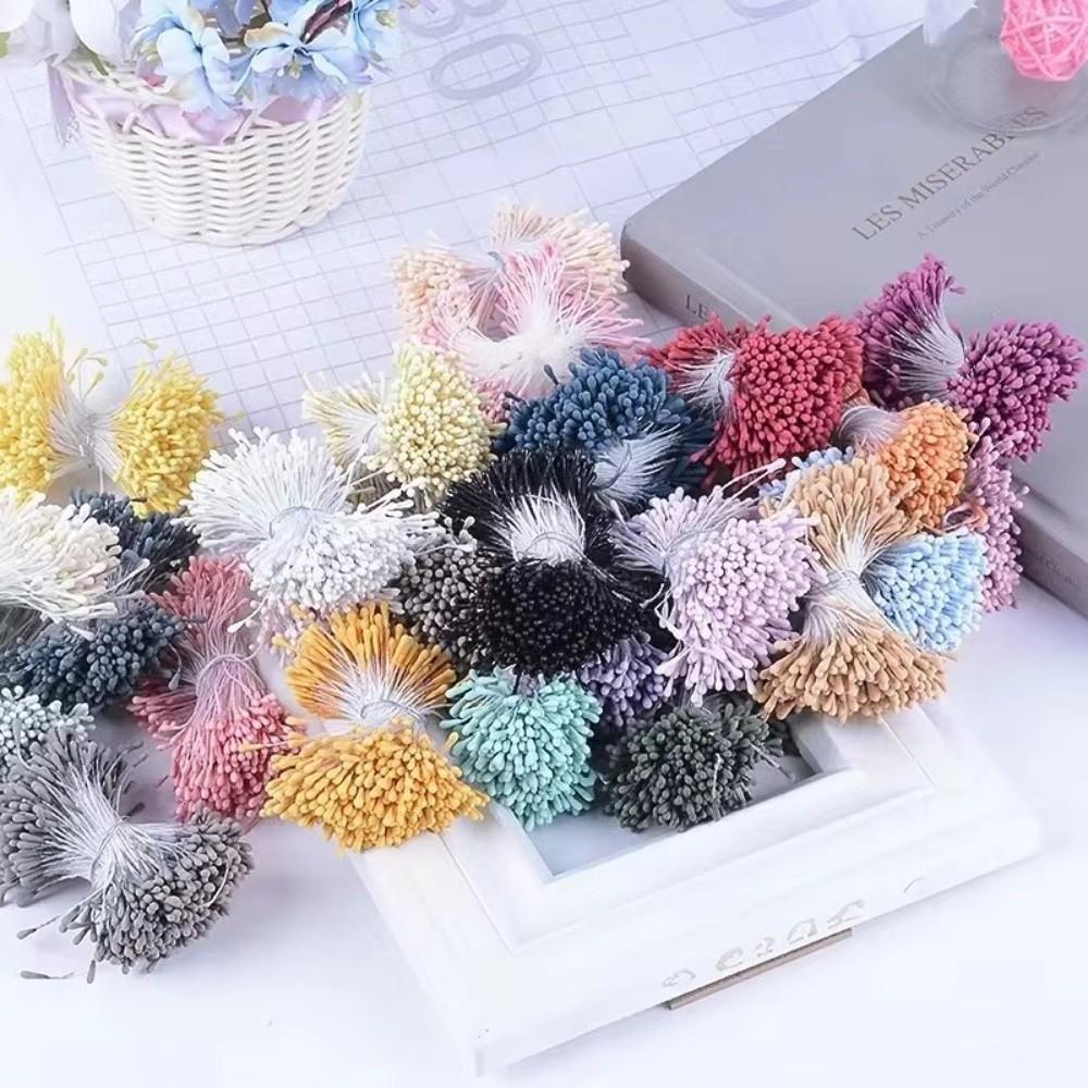 360Pcs 55mm Length Artificial Flower Stamens Plastic Matte Finish Double Headed Stamens DIY Bouquet Decoration 2mm