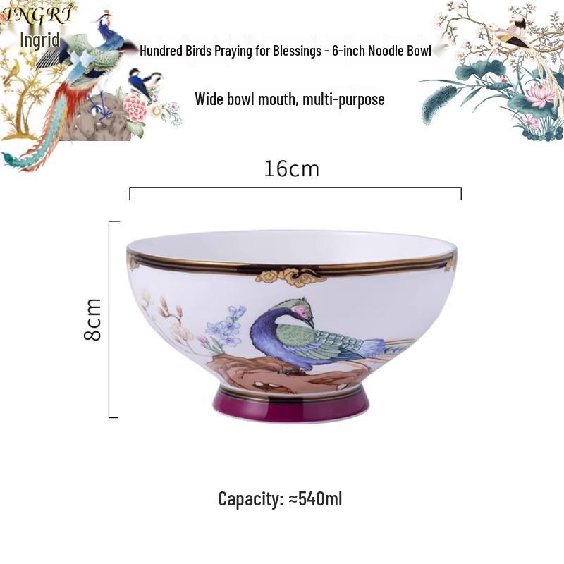Exquisito Juego de Cuenco y Plato de Cerámica China: Vajilla Creativa Festiva de Porcelana Ósea con Cuencos, Platos y Cucharas