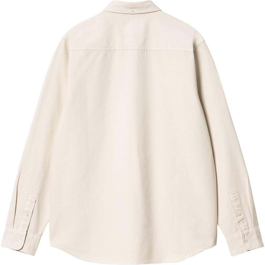 Carhartt WIP Camisa Bolton Cor Sólida Gola Ponta Manga Longa Camisas Masculinas Off-White I030238-MOO-GD