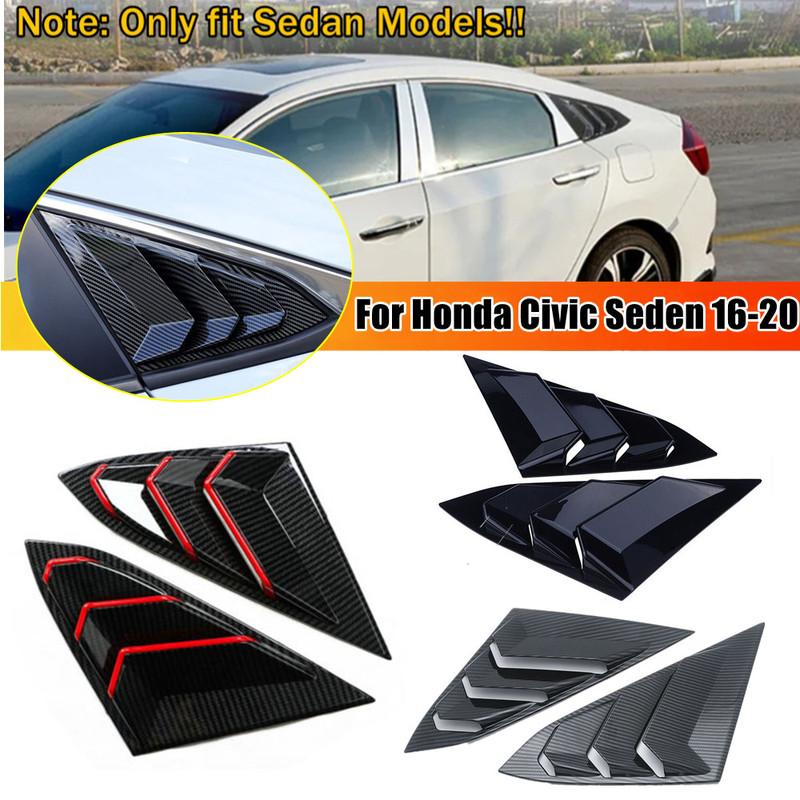 For Honda Civic 10th Gen 2016- ABS Plastic Rear Window Quarter Louver Scoop Cover Side Vent Trim Car Adhesive Accessorie