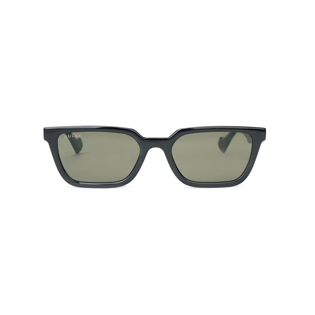 Gucci Temple Monogram Embellishment Acetate Irregular Sunglasses Men's Black
