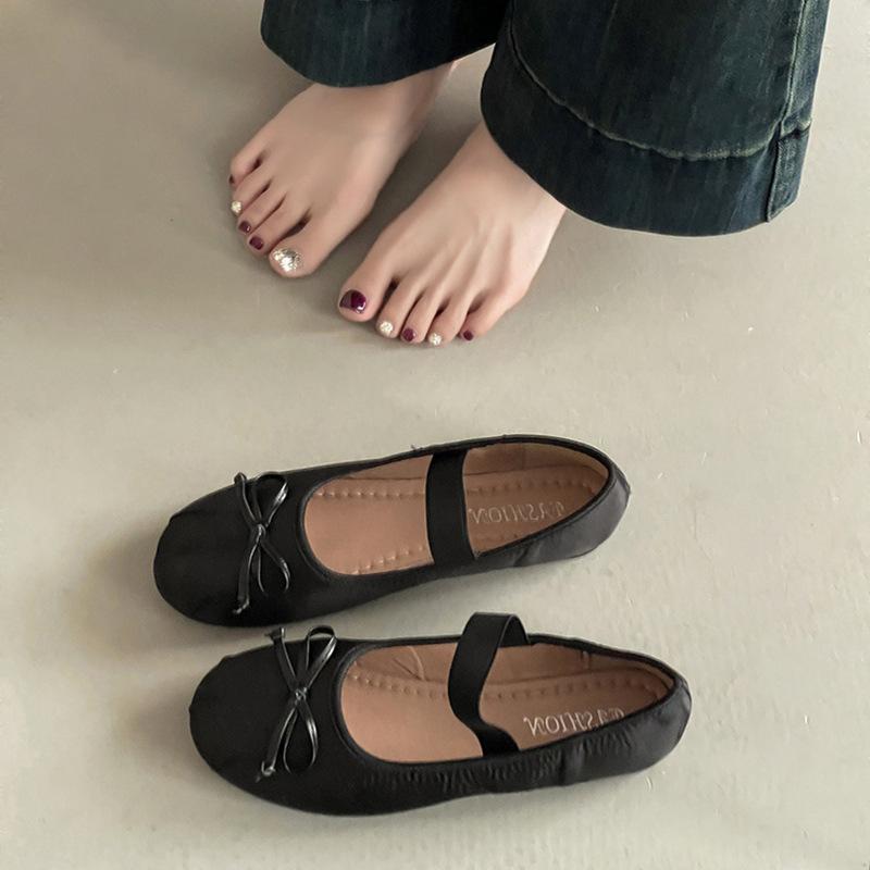 Niche Versatile One-word Low-heeled Shallow-mouth Single Shoes Women's Spring and Summer Fashion Soft-soled Ballet Shoes Casual Mary Jane Shoes