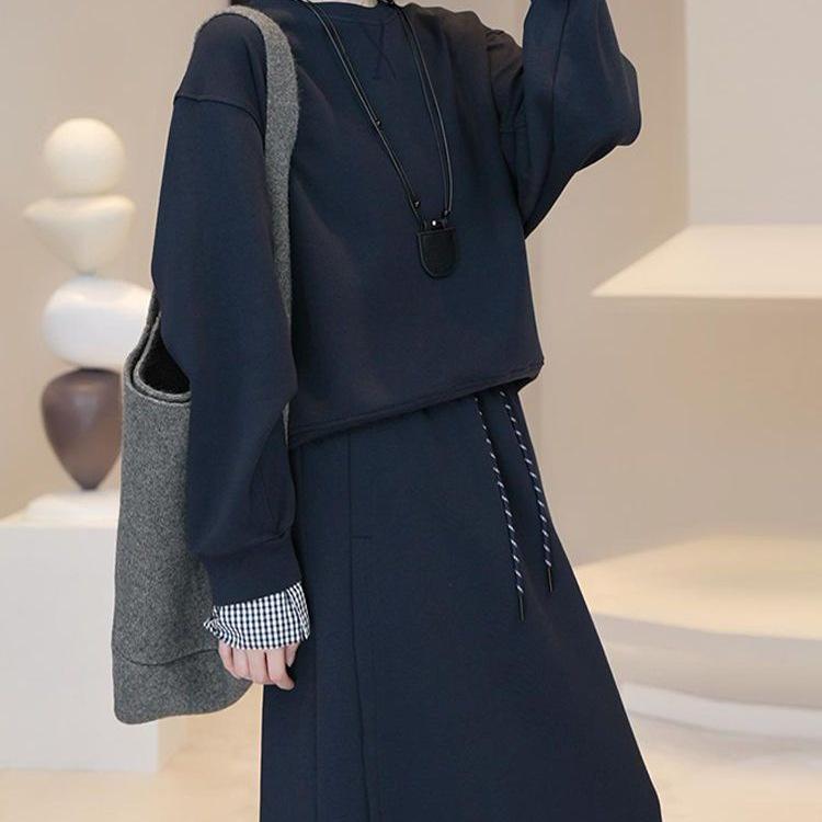Women's Elegant Hooded Two-Piece Skirt Set - Long Sleeve, Spring/Autumn 2025 Collection