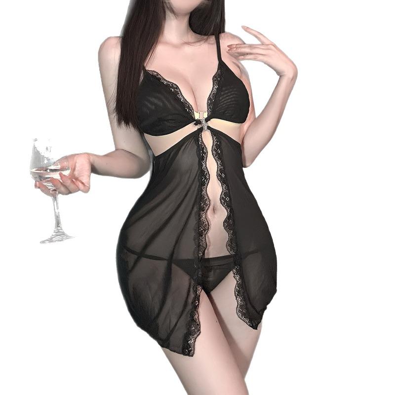 Sex Lace Purple Pajamas Female Looming Perspective Sexy Pajamas Pure Lust Wind Temptation Advanced Sleep