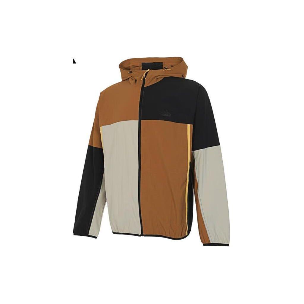 Adidas Logo Color Block Loose Jacket Men Jacket Brown Black Gray JI9816