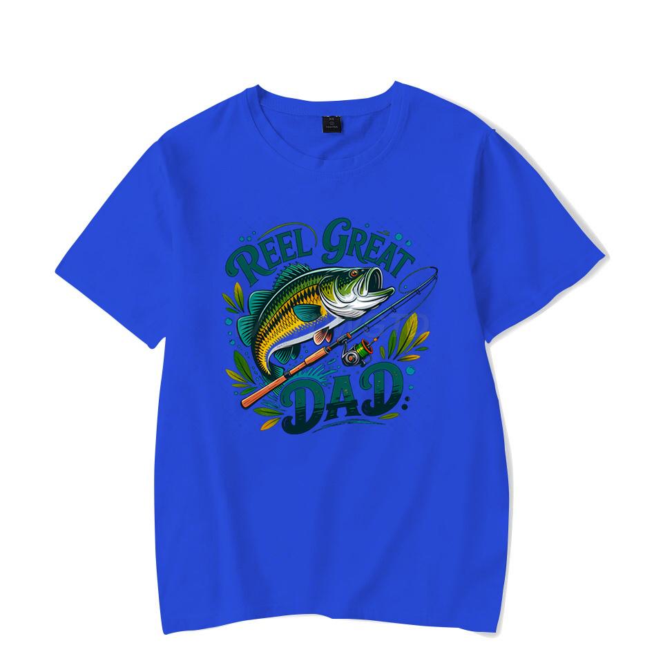 Reel Great Dad Graphic T Shirts for Men Fishing Life Funny Short Sleeve Tee Shirt Fishing Lovers Trendy Dad Design Summer Tops