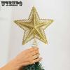 WTEMPO Christmas Tree Top Decor Hollow-out Five-pointed Star Christmas New Year Indoor Outdoor Three-dimensional Star Christmas Tree Crown Decoration