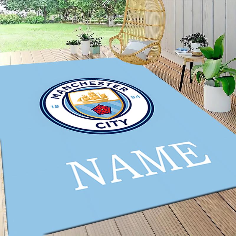 Custom Name Manchester City Crest Carpet Rug Customizable Soft Washable Anti-Slip Home Living Room Sofa Mats Personalized Rug. 0909237