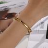 Htpwe Stainless Steel Letters X-ray Bracelet Women's Plated 18k Gold Couple Holiday Gift Bracelet Party Daily Zircon