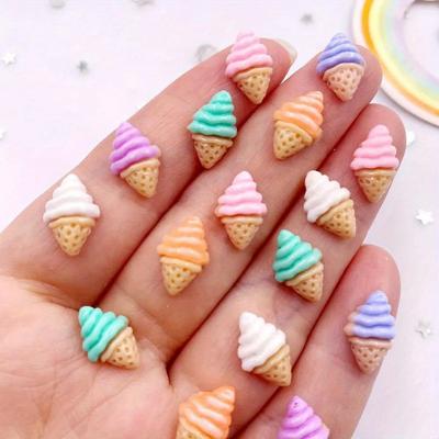 50pcs Mixed Resin Kawaii Mini Colorful Ice Cream Flatback Rhinestones Figurines Nail Art DIY Scrapbook Accessories Crafts Supplies