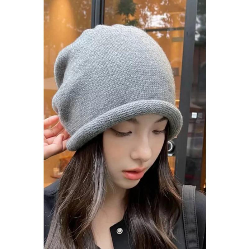 Face Showing Small Pile Hat Autumn and Winter Women's New Woolen Hat Korean Style Fashion Versatile Drawstring Style Cold Hat