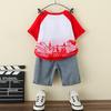 Stylish Summer Outfit For Boys Featuring Ultraman Design Soft Cotton Two-piece Set