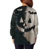 Women's Casual Fashion Long Sleeve Standing Collar Single Breasted Halloween Print Workwear Jacket Tops
