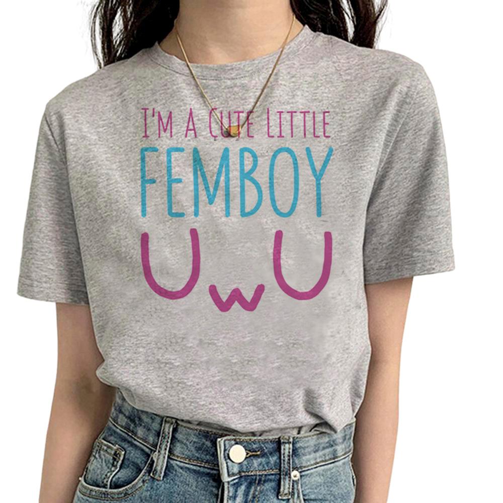 Femboy Tee Women Designer Streetwear Y2K Tshirt Girl Comic Clothes