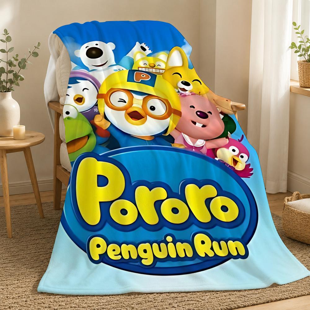 Pororo the Little Penguin Cartoon Throw 240g Flannel Blanket, Suitable for Sofas, Beds, Offices, Exquisite Gift Blankets