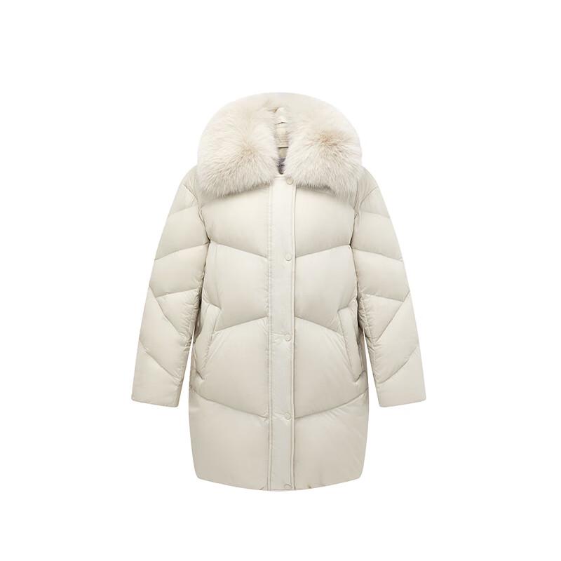 

Женский пуховик средней длины Peacebird с меховым воротником