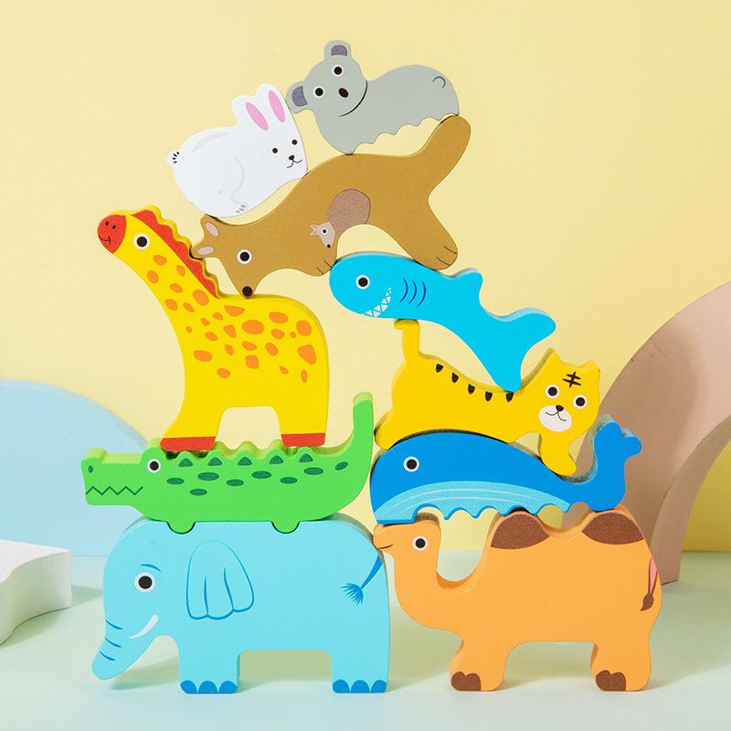 Tier Balance Stapelspiel Kinder Holz Balance Wippe Trainingspraktische Fähigkeit Puzzle Tischspielzeug