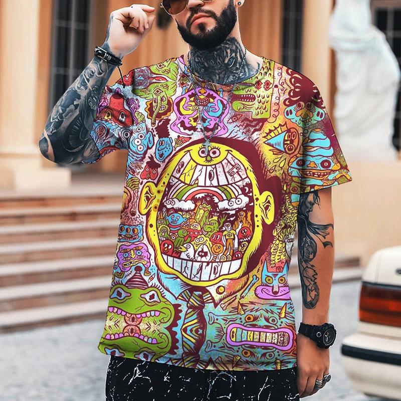 Different Dimensional Art 3D Printing Men's Tops Humorous Abstract Funny Stitching High Quality Brand Clothing Oversized 5XL