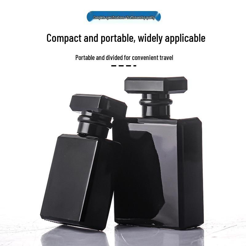 Matte Black Glass Perfume Bottle - Large Capacity, Refillable & Portable for Travel.