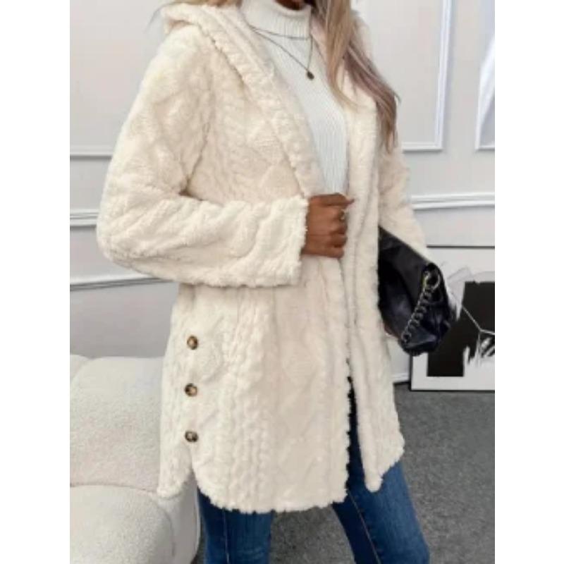 

Женская куртка осенняя мода клетчатый узор с зазубренным воротником длинный рукав блейзер пуговицы спереди флисовая подкладка повседневное пальто S