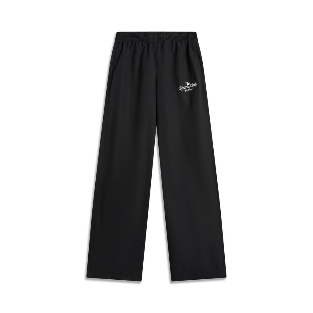 Li Ning Comfortable Simple Versatile Straight Leg Letter Mid Waist Sports Pants Women Bottoms Black AYKV066-2