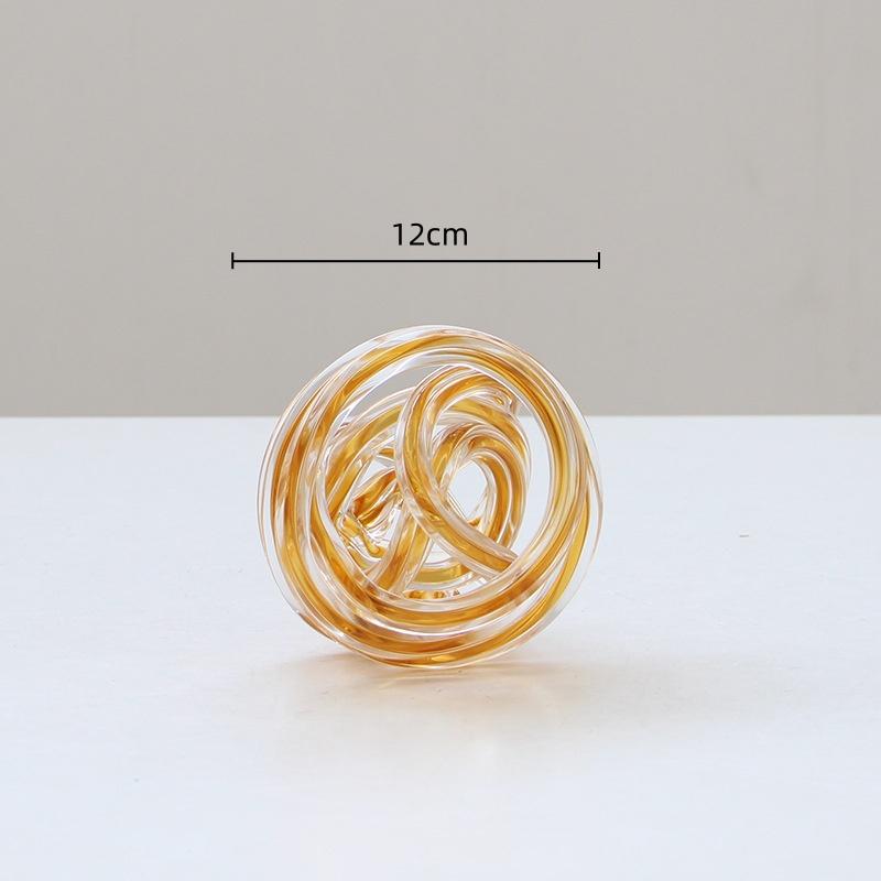 Glass Craft Geometrically Wound Sphere Hollow Coil Hand-made Glass Twine Transparent Ornament Home Decoration Accessories