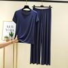 T-shirt estive in modal a maniche corte e pantaloni a gamba larga Set pigiama tinta unita Abbigliamento casual per la casa Tuta 2 pezzi Pigiama casual abbigliamento comodo