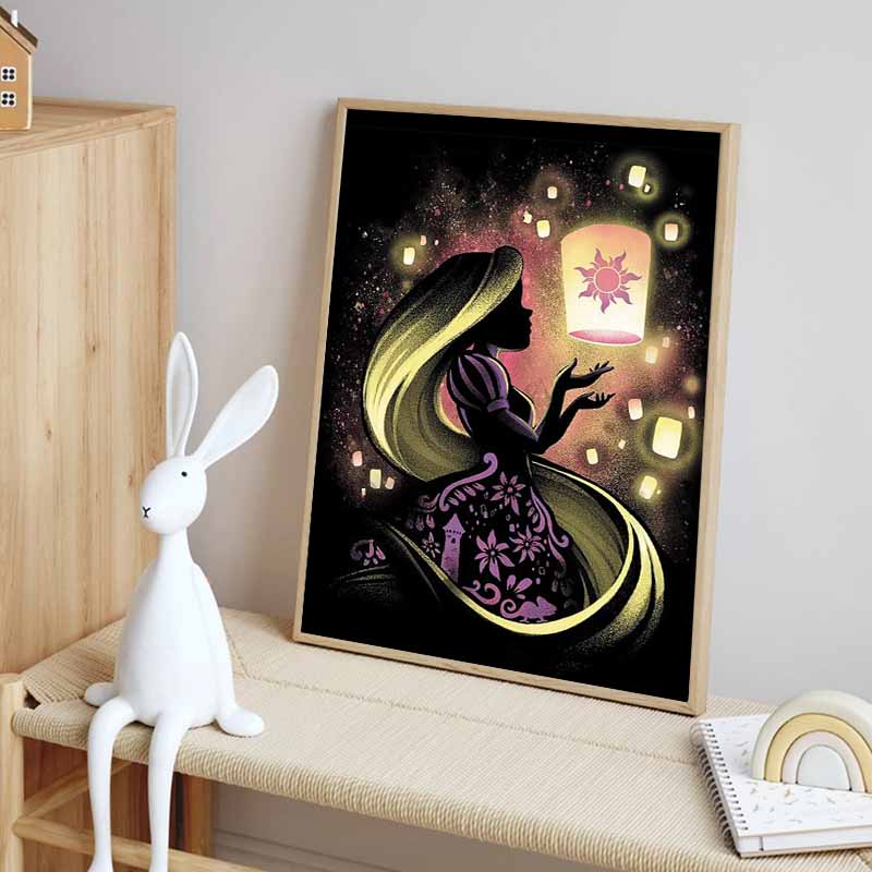 Disney Diamond Painting Rapunzel Silhouette Illustration DIY Kit for Adults Home Decor and Gifts