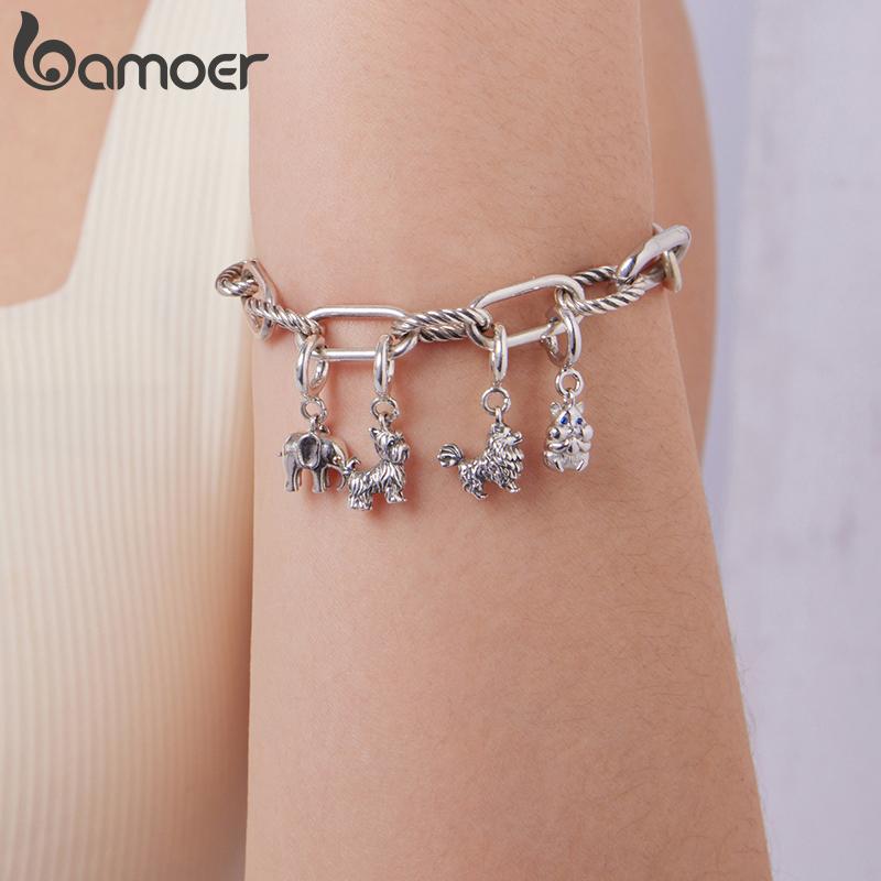 BAMOER 925 Sterling Silver Animal Locket Pendants Oxidized Openable Beads Clip Fit Original Bracelet DIY Retro Jewelry Accessory