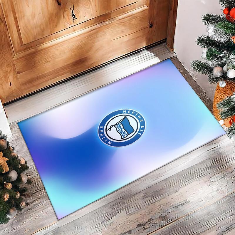 Hertha Bsc FC Soccer Football Pattern Soft Area Rug Non Slip Indoor Floor Carpet Sports Decor Mat for Bedroom