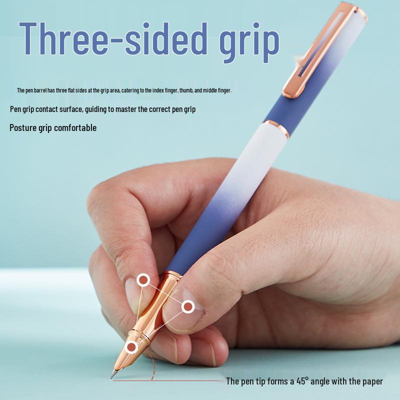 Wysokiej jakości pióro wieczne z ciemną końcówką, zmazywalne ciepłem, dla trzecioklasistów, z wymiennymi wkładami i gumką do mazania; Idealne dla początkujących studentów kaligrafii.