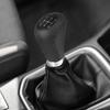 Black Universal 5 Speed Car Gear Shift Knob PU Leather with Hole Black Stitches