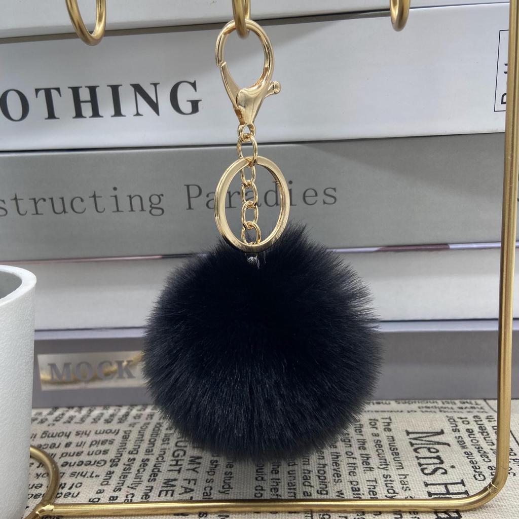 Auf Lager 8cm Kunstkaninchenfell Pompom Schlüsselanhänger - Plüschkugel Anhänger für Taschen und Kleidung