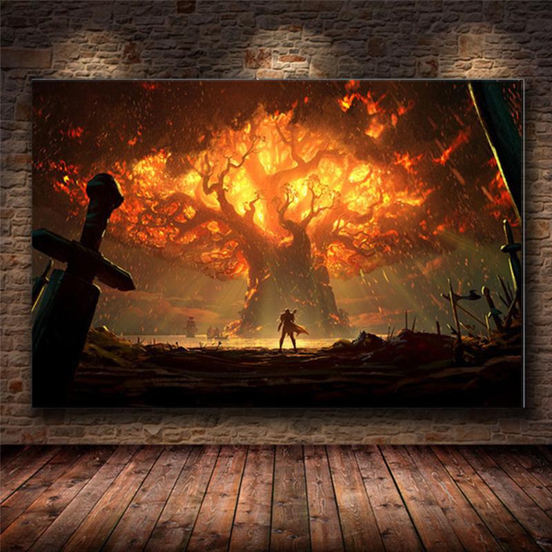 Klasická oblíbená hra World of Warcraft Umělecká díla Plakáty a obrazy Nástěnné malby na plátně Obraz Chlapec Herna Domácí dekorace Bez rámu