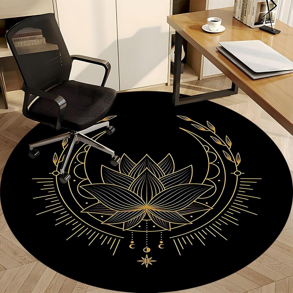 1pc Lotus Moon Office Round Area Rug, Indoor Mat Suitable For Office, Under Office Chairs Bedroom Living Room Home Decor, Room Deco 155