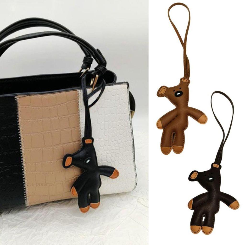 Mini Teddy Bear Keychain, Faux Leather Animal Keychain, Hanging Decoration Backpack, Handbag Hanging Decoration, Korean Version Bag Pendant
